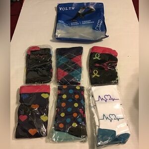 YOLIX COMPRESSION SOCKS 6 PR SZ L/XL WOMENS MENS NWT